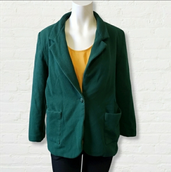 Tradition vintage forest green wool cashmere blend blazer size medium - Picture 10 of 10